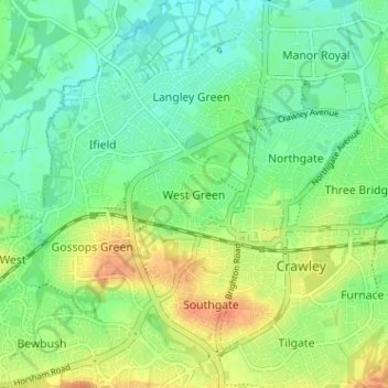 West Green topographic map, elevation, terrain
