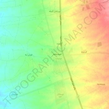 Qushtapa topographic map, elevation, terrain