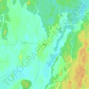 Film topographic map, elevation, terrain