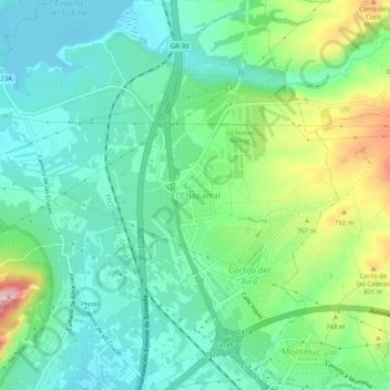 El Chaparral topographic map, elevation, terrain