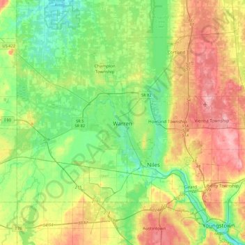 Warren topographic map, elevation, terrain