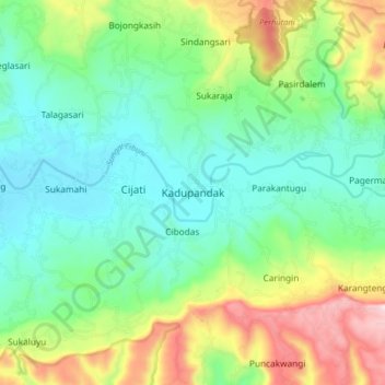Kadupandak topographic map, elevation, terrain
