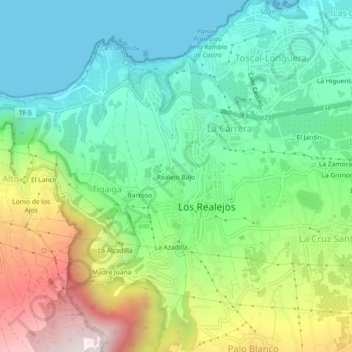Realejo Bajo topographic map, elevation, terrain