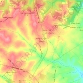 Heritage topographic map, elevation, terrain