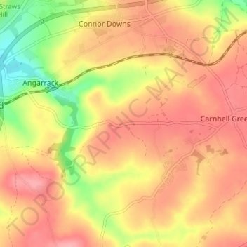 Gwinear topographic map, elevation, terrain