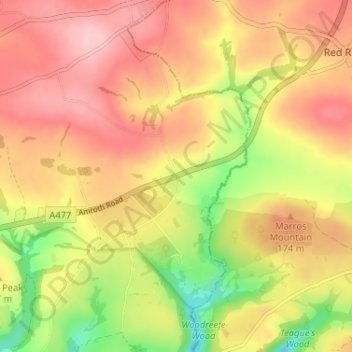 Llanteg topographic map, elevation, terrain