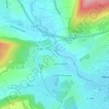 La Pommerey topographic map, elevation, terrain
