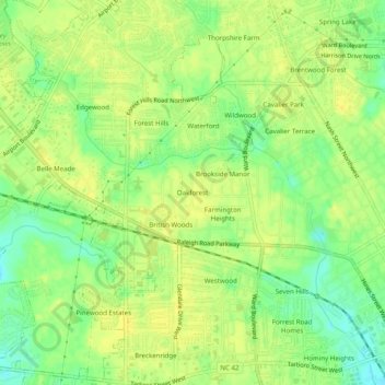 Oakforest topographic map, elevation, terrain