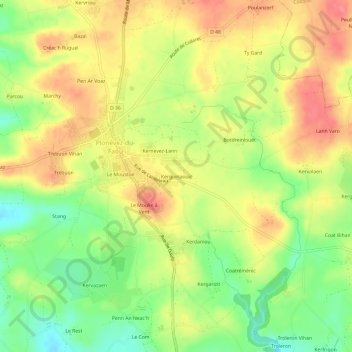 Kerguinaouic topographic map, elevation, terrain
