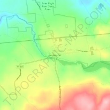 Saint Regis Falls topographic map, elevation, terrain