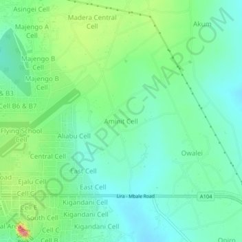 Aminit Cell topographic map, elevation, terrain