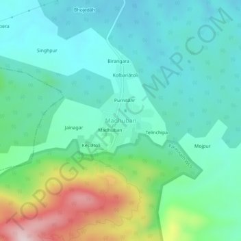 Madhuban topographic map, elevation, terrain