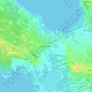 Oulunsalo topographic map, elevation, terrain