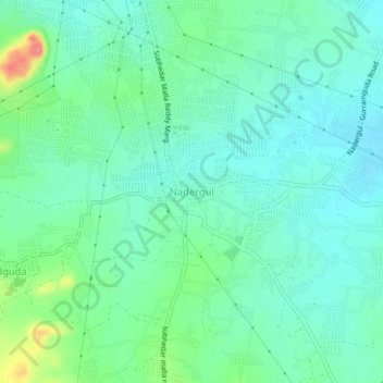 Nadergul topographic map, elevation, terrain