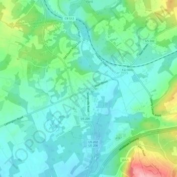 Bedminster topographic map, elevation, terrain