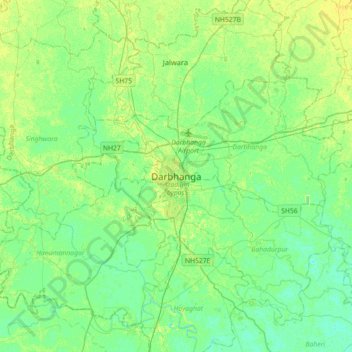Darbhanga topographic map, elevation, terrain