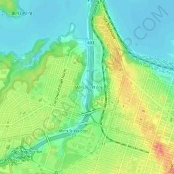 Chedoke Creek topographic map, elevation, terrain