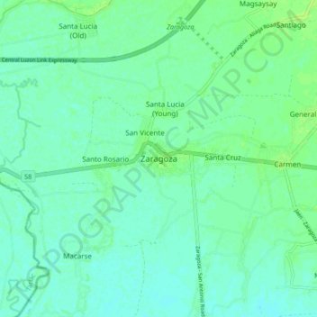 Zaragoza topographic map, elevation, terrain