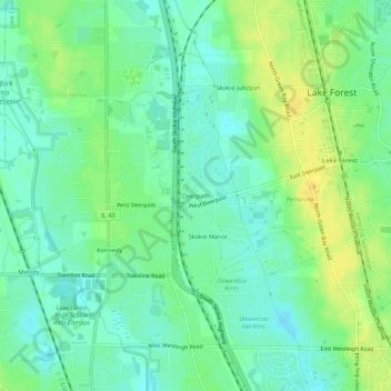 Deerpath topographic map, elevation, terrain
