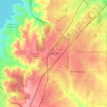 Cedar Hill topographic map, elevation, terrain