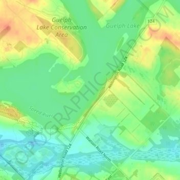 Guelph Lake topographic map, elevation, terrain