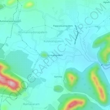 Erravanipalem topographic map, elevation, terrain