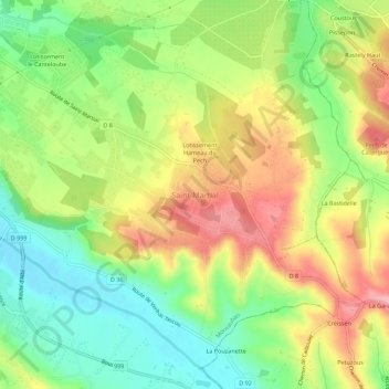 Saint-Martial topographic map, elevation, terrain