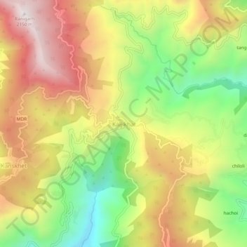 Kaljikhal topographic map, elevation, terrain