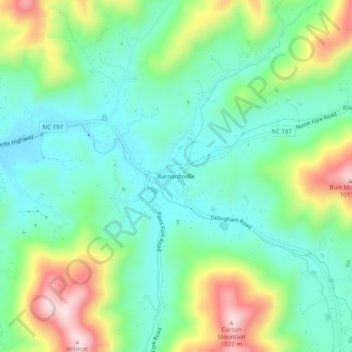 Barnardsville topographic map, elevation, terrain