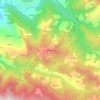 Bajandi topographic map, elevation, terrain