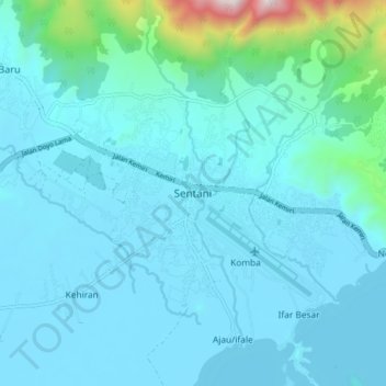 Sentani topographic map, elevation, terrain