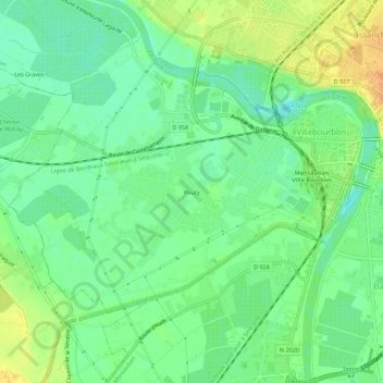 Pouty topographic map, elevation, terrain