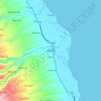 Aloran topographic map, elevation, terrain
