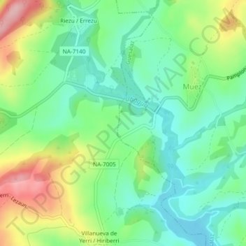 Mortela topographic map, elevation, terrain