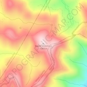 Hawk Mountain topographic map, elevation, terrain