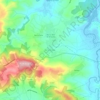 Barrio El Mazo topographic map, elevation, terrain