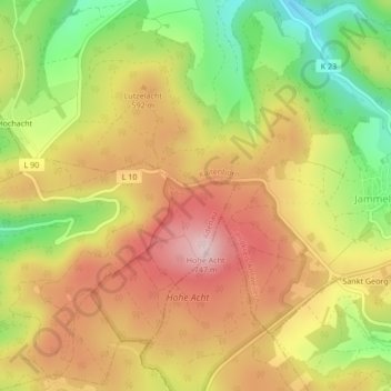 Eifel topographic map, elevation, terrain
