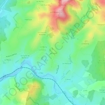 Les Hates topographic map, elevation, terrain