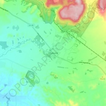 Ohakune topographic map, elevation, terrain