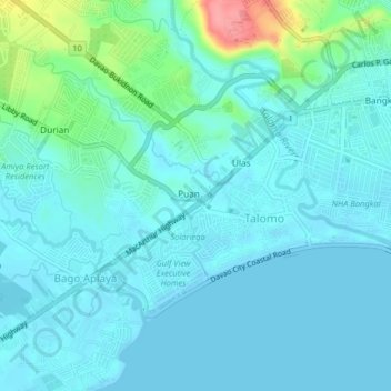 Puan topographic map, elevation, terrain