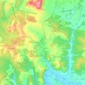 Font Vendome topographic map, elevation, terrain