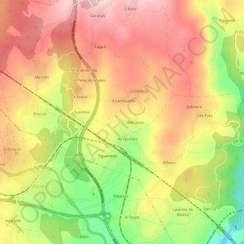 Canedo topographic map, elevation, terrain