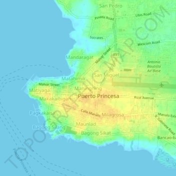Maningning topographic map, elevation, terrain