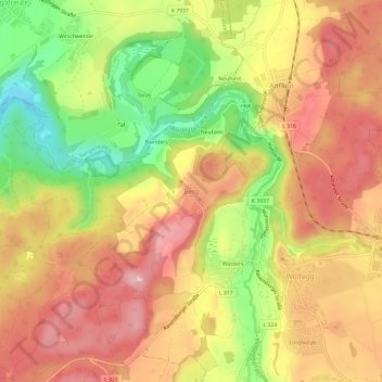 Berg topographic map, elevation, terrain