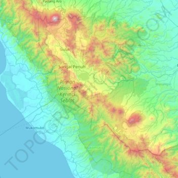 Gunung Raya topographic map, elevation, terrain