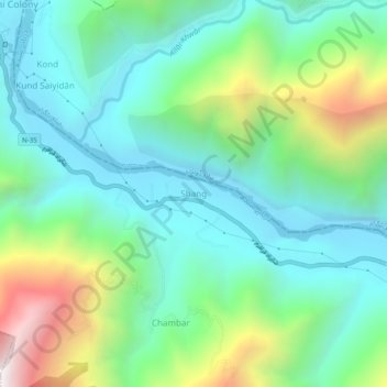 Shang topographic map, elevation, terrain