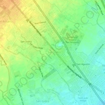 San Isidro topographic map, elevation, terrain