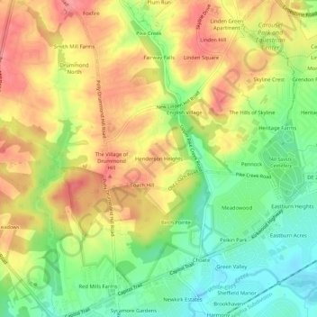 Henderson Heights topographic map, elevation, terrain