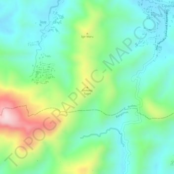 Gunung Tugel topographic map, elevation, terrain
