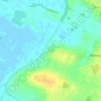 Methwold Hythe topographic map, elevation, terrain